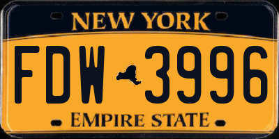 NY license plate FDW3996