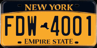 NY license plate FDW4001