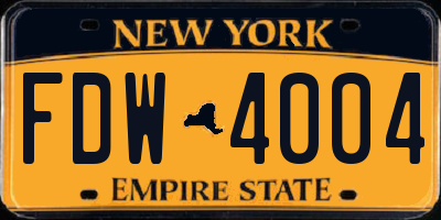 NY license plate FDW4004
