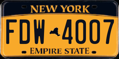 NY license plate FDW4007