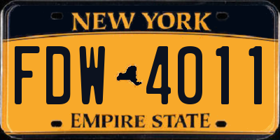 NY license plate FDW4011