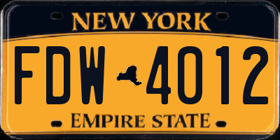 NY license plate FDW4012