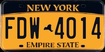 NY license plate FDW4014