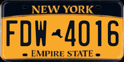 NY license plate FDW4016