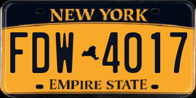 NY license plate FDW4017