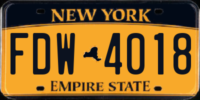 NY license plate FDW4018