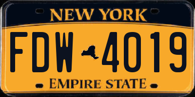 NY license plate FDW4019