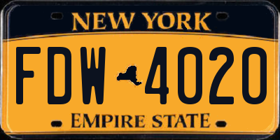 NY license plate FDW4020