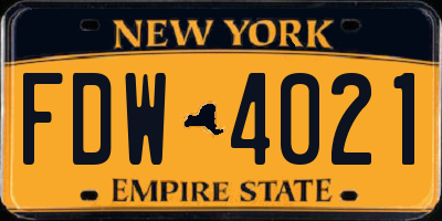 NY license plate FDW4021