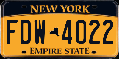 NY license plate FDW4022