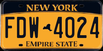 NY license plate FDW4024