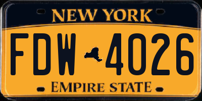 NY license plate FDW4026