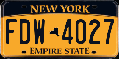 NY license plate FDW4027