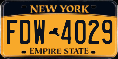 NY license plate FDW4029