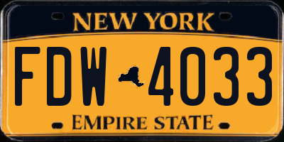 NY license plate FDW4033