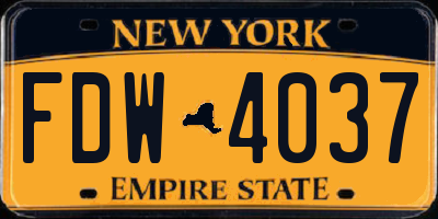 NY license plate FDW4037