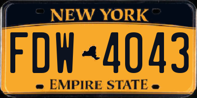 NY license plate FDW4043