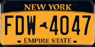 NY license plate FDW4047