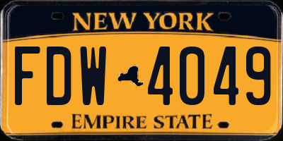NY license plate FDW4049