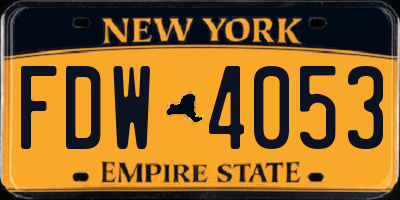 NY license plate FDW4053