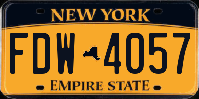 NY license plate FDW4057