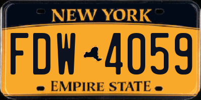 NY license plate FDW4059