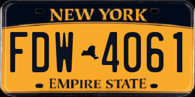 NY license plate FDW4061