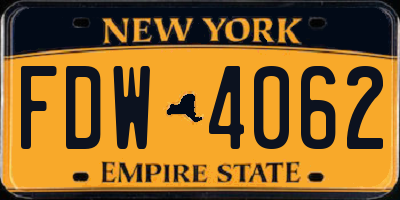 NY license plate FDW4062