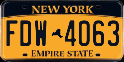 NY license plate FDW4063