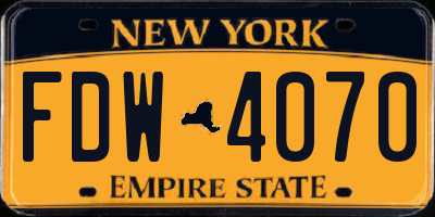 NY license plate FDW4070
