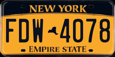 NY license plate FDW4078