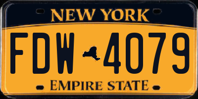 NY license plate FDW4079