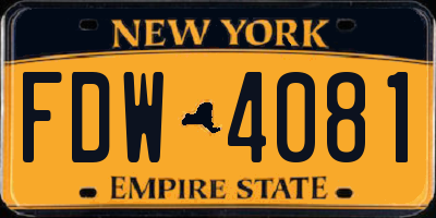 NY license plate FDW4081