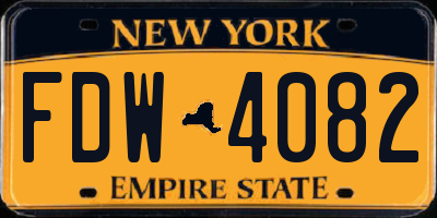 NY license plate FDW4082