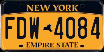 NY license plate FDW4084