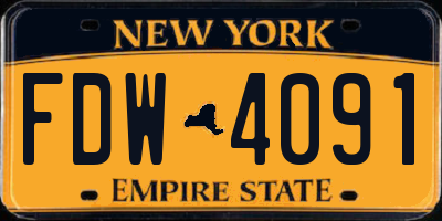 NY license plate FDW4091