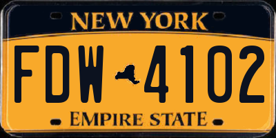 NY license plate FDW4102
