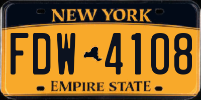 NY license plate FDW4108