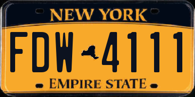 NY license plate FDW4111