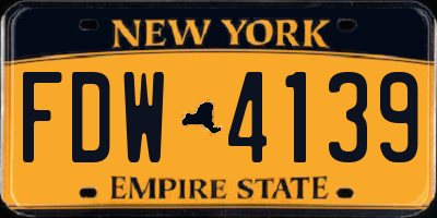 NY license plate FDW4139