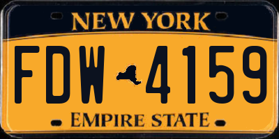 NY license plate FDW4159
