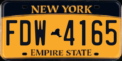 NY license plate FDW4165