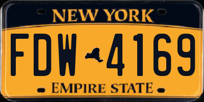 NY license plate FDW4169