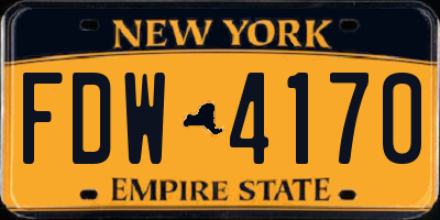NY license plate FDW4170