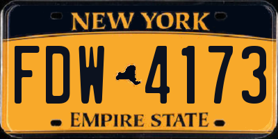 NY license plate FDW4173
