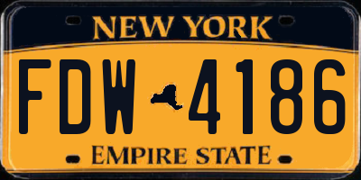 NY license plate FDW4186