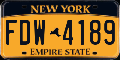 NY license plate FDW4189