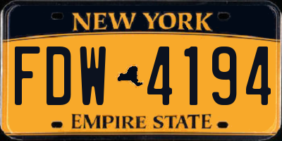 NY license plate FDW4194