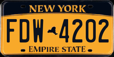 NY license plate FDW4202