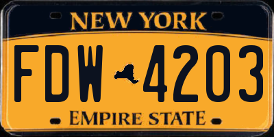 NY license plate FDW4203